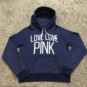 Victoria Secret Pink Love Women's Heather Blue Hoodie Medium
